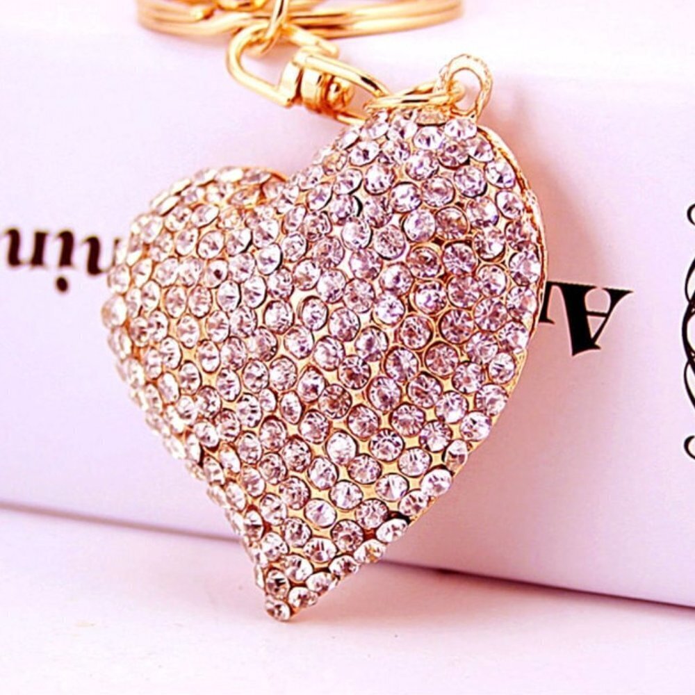 Rhinestone Decor Heart Shape Key Chain